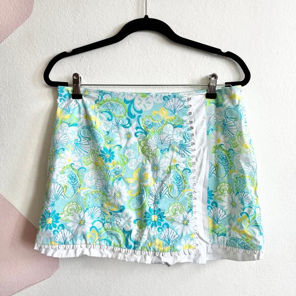 Lilly Pulitzer Blue Fish‎ Mini Skort Coastal Preppy Resortwear Y2K Beach Sz 10 - Picture 1 of 6